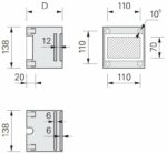 Univerzální montážní deska UMP-ALU-Q - rozměry